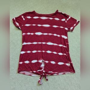 Striped tie dye red and white tee